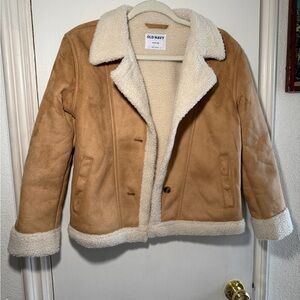Old Navy Faux Suede Shearling Lining Aviator Jacket Girls Size XL 14-16